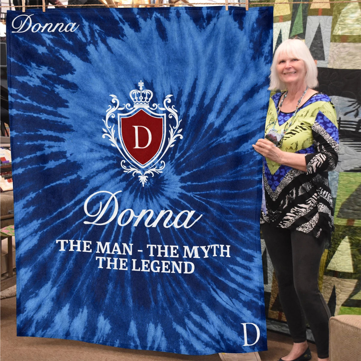 The Man The Myth The Legend Blue Waves Fleece Blanket DONNA 13K1 BK11