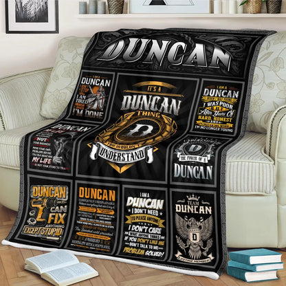 DUNCAN Personalized Blanket | Custom Name Cozy Throw Gift 13K2-BK2
