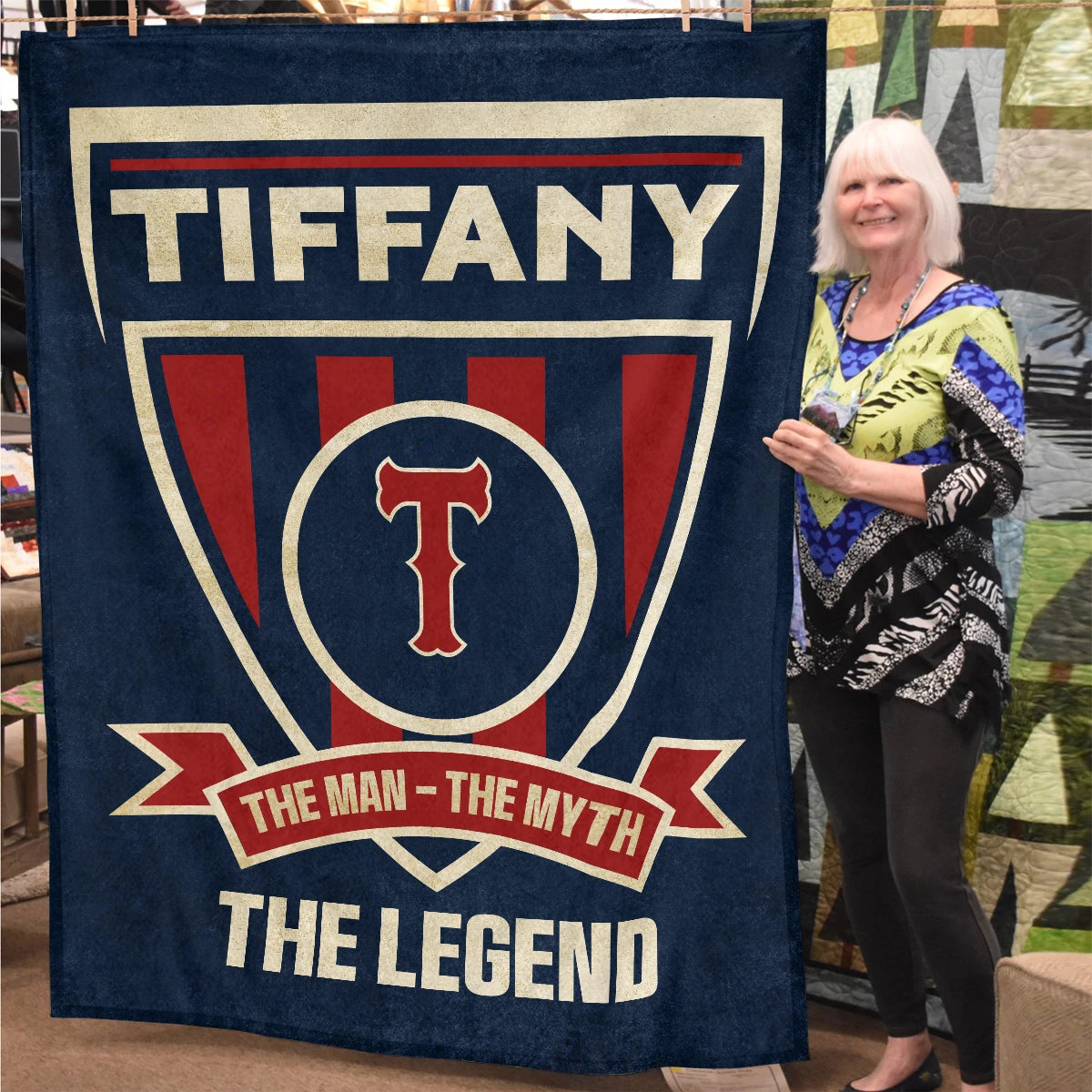 The Man The Myth The Legend Blue Burgundy Baseball Blanket TIFFANY 13K1 BK18