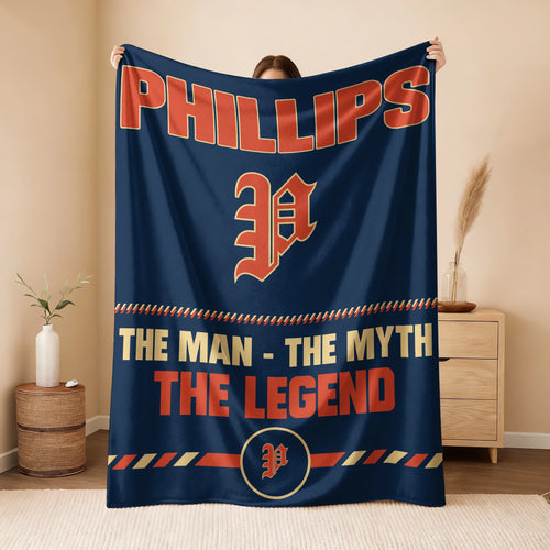 The Man The Myth The Legend Retro Fleece Blanket PHILLIPS 13K1 BK53
