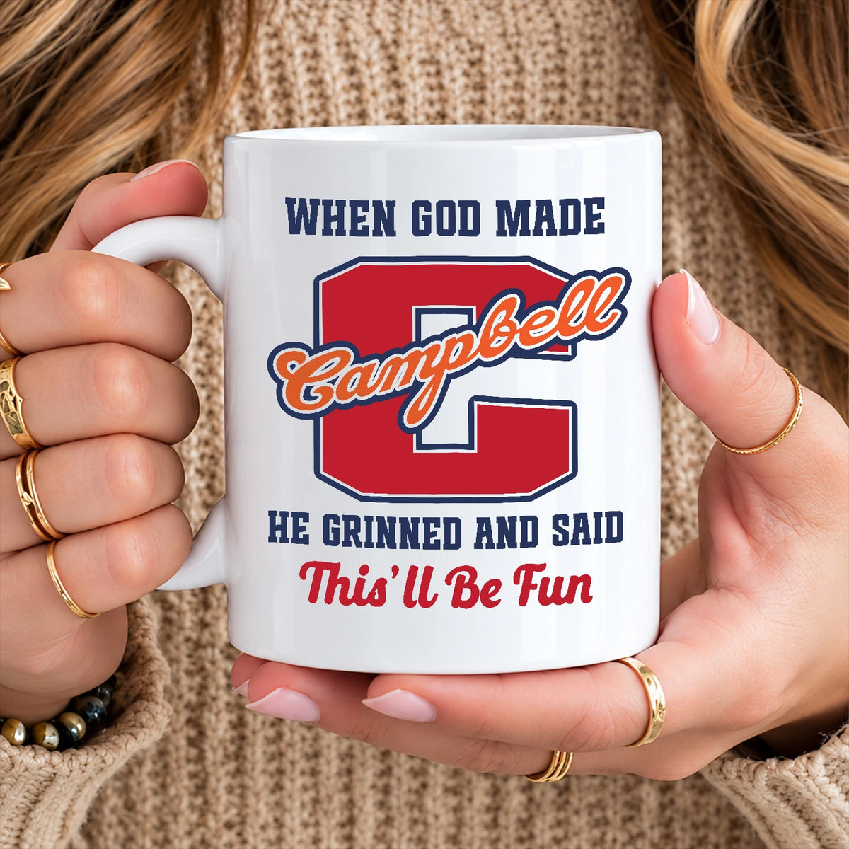 When God Made Your Name Personalized Baseball Mug CAMPBELL 13K1 MG07