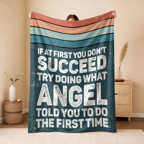 If At First You Don’t Succeed Retro Green Fleece Blanket ANGEL 13K1 BK29