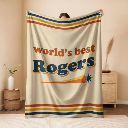 World's Best Your Name Retro Fleece Blanket ROGERS 13K1 BK64