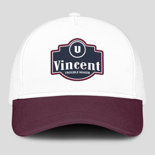 Trouble Maker Burgundy And White Funny Mesh Cap VINCENT 13K1 C201PF