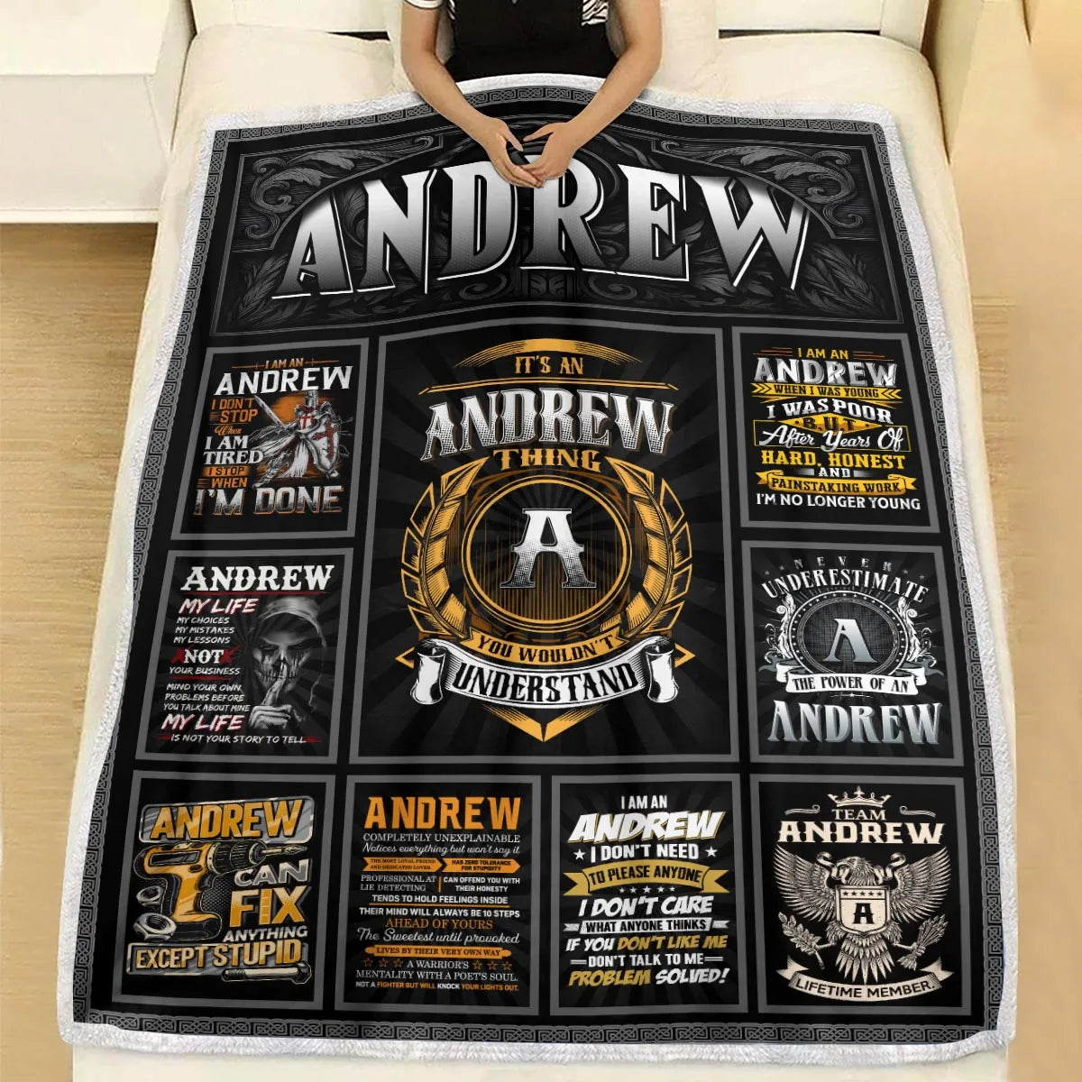 ANDREW Personalized Blanket | Custom Name Cozy Throw Gift 13K1-BK2