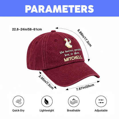 The Horrors Persist But So Does Your Name Funny Goose Burgundy Washed Cap MITCHELL 13K1 C126PF