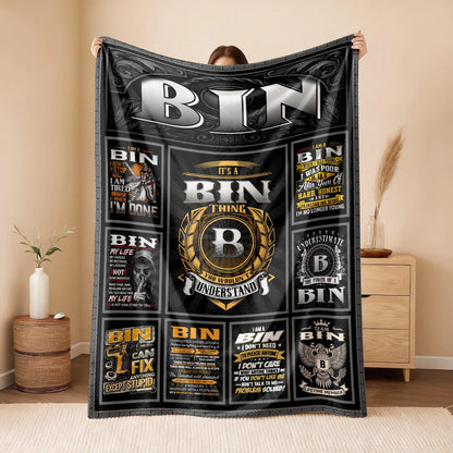 BIN Personalized Blanket | Custom Name Cozy Throw Gift 13K5-BK2
