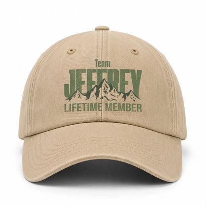 Team Your Name Lifetime Member Mountain Cap JEFFREY 13K1 C58PF