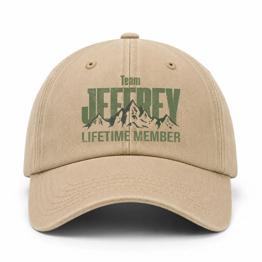 Team Your Name Lifetime Member Mountain Cap JEFFREY 13K1 C58PF