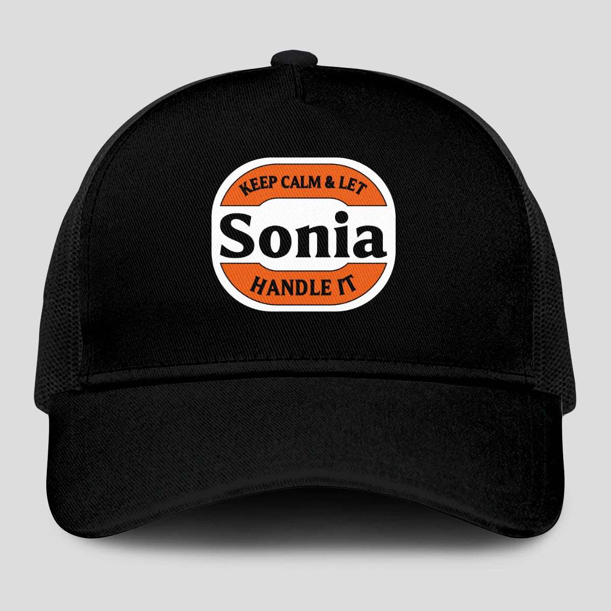 Keep Calm & Let Your Name Handle It Black Mesh Cap SONIA 13K1 C199PF