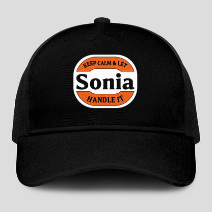 Keep Calm & Let Your Name Handle It Black Mesh Cap SONIA 13K1 C199PF