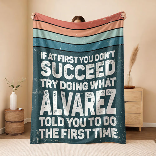 If At First You Don’t Succeed Retro Green Fleece Blanket ALVAREZ 13K1 BK29
