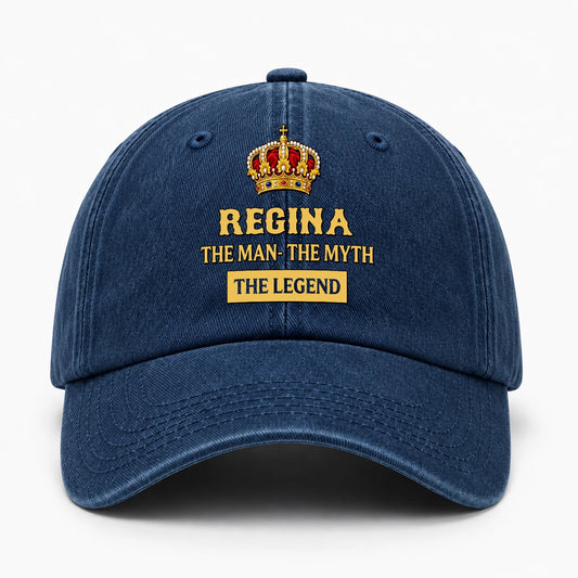 The Man The Myth The Legend King Crown Washed Cap REGINA 13K1 C146PF