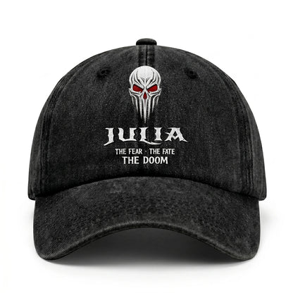 Your Name The Fear The Fate The Doom Skull Washed Cap JULIA 13K1 C98PF