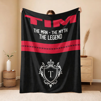The Man The Myth The Legend Black Red Fleece Blanket TIM 13K1 BK14