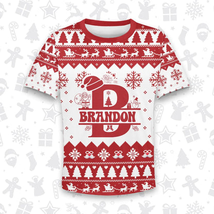 BRANDON Personalized Christmas T-Shirt Pajama Set - Holiday Gift Outfit 13K1-CR2