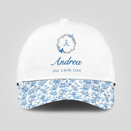 Live Laugh Love Blue Flowers Cap ANDREA 13K1 C50PF
