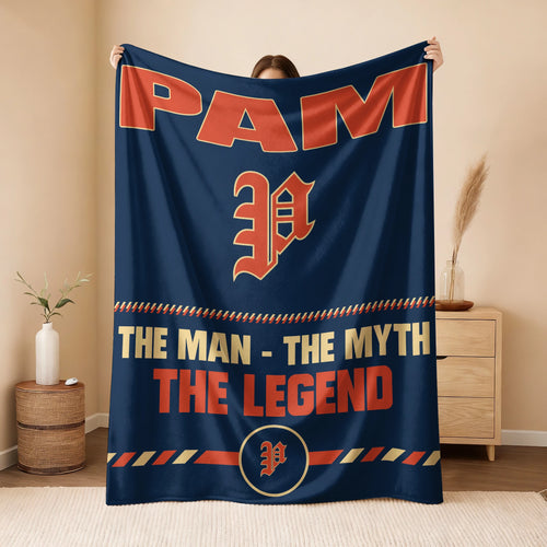 The Man The Myth The Legend Retro Fleece Blanket PAM 13K1 BK53