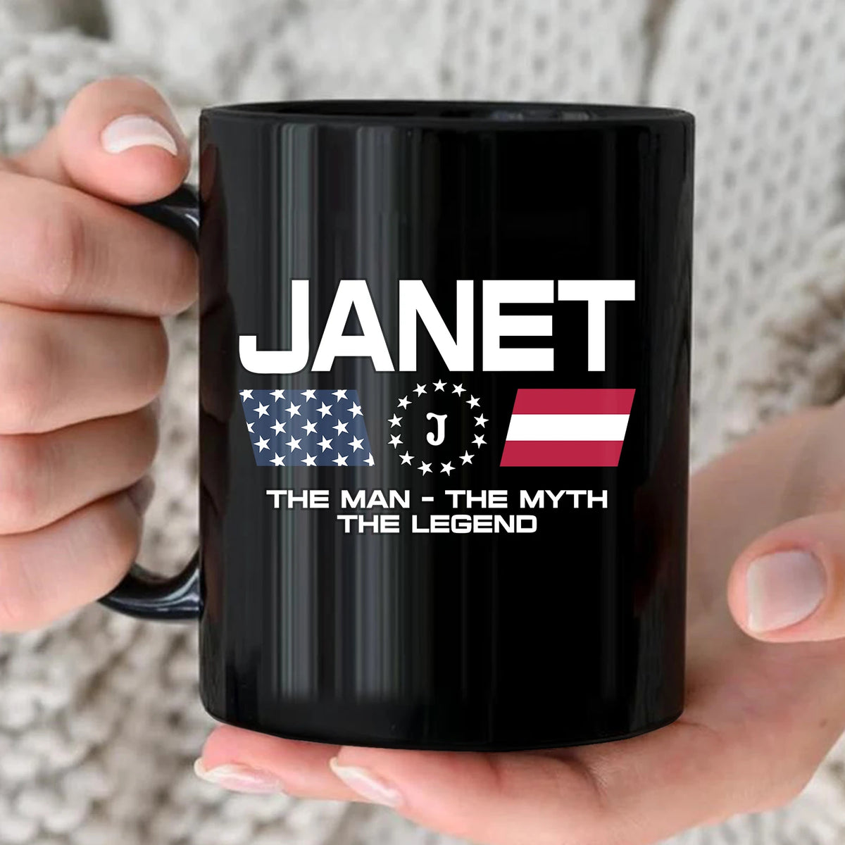 The Man The Myth The Legend Us Flag Mug JANET 13K1 MG23
