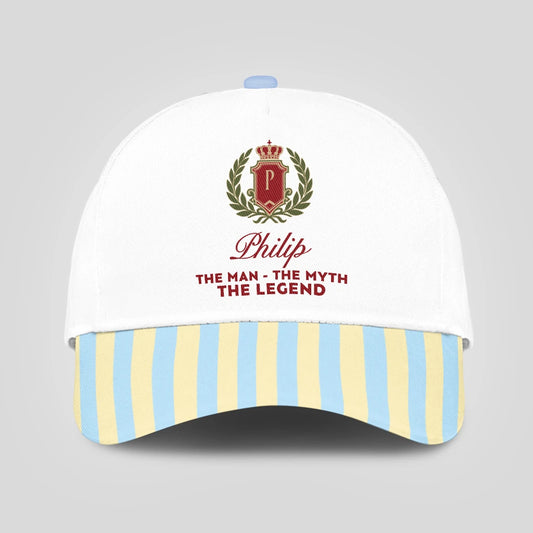 The Man The Myth The Legend Blue And Yellow Striped Beach Cap PHILIP 13K1 C118PF