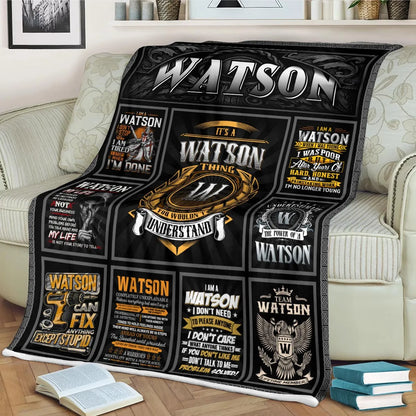 WATSON Personalized Blanket | Custom Name Cozy Throw Gift 13K1-BK2