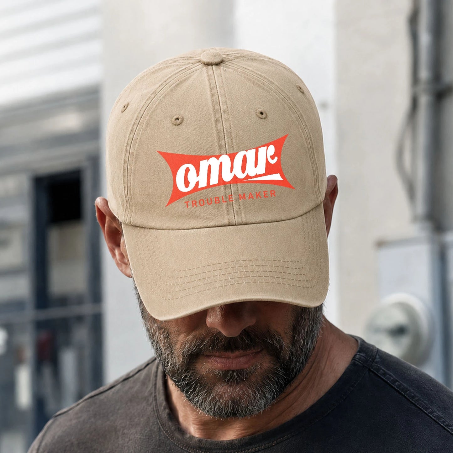 Trouble Maker Red Logo Washed Cap OMAR 13K1 C78PF