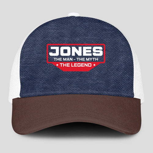 The Man The Myth The Legend Navy Brown And White Mesh Cap JONES 13K1 C200PF