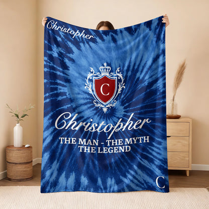 The Man The Myth The Legend Blue Waves Fleece Blanket CHRISTOPHER 13K1 BK11