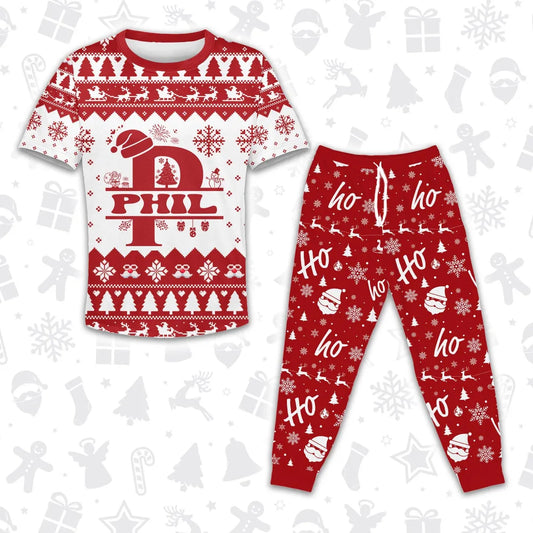 PHIL Personalized Christmas T-Shirt Pajama Set - Holiday Gift Outfit 13K1-CR2