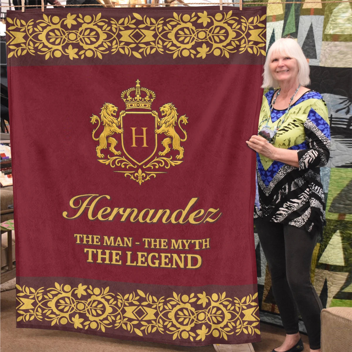 The Man The Myth The Legend Royal Red And Yellow Fleece Blanket HERNANDEZ 13K1 BK05