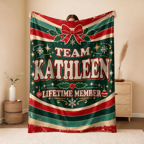 Team Your Name Lifetime Member Christmas Fleece Blanket KATHLEEN 13K1 BK52