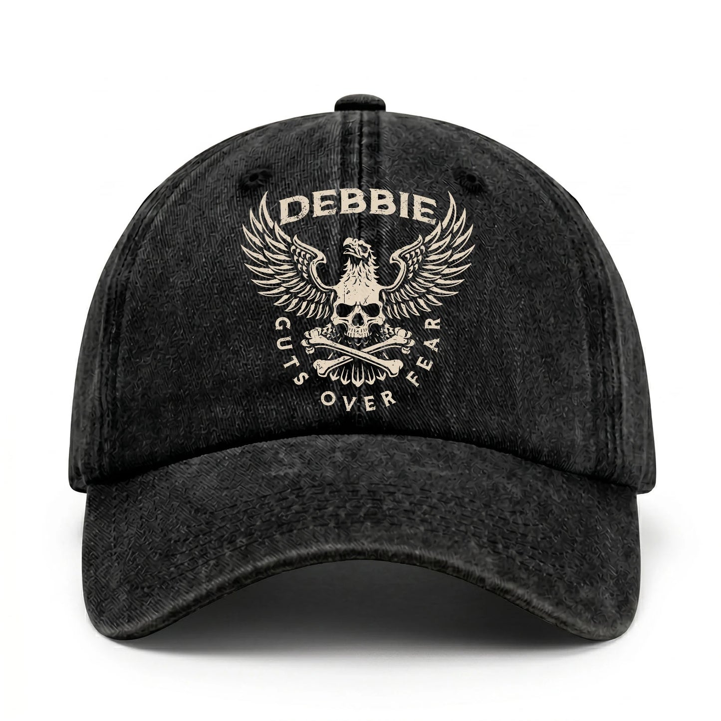 Your Name Guts Over Fear With Eagle And Skull Washed Cap DEBBIE 13K1 C75PF