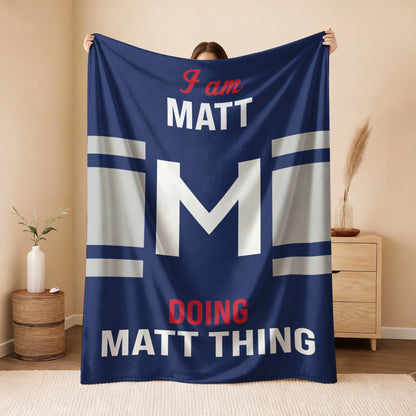 I'm Name Doing Name Things Navy Fleece Blanket MATT 13K1 BK51