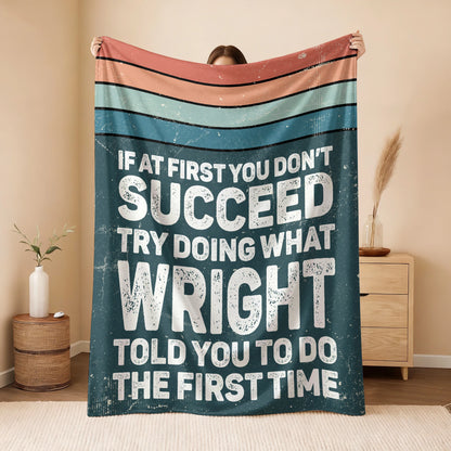 If At First You Don’t Succeed Retro Green Fleece Blanket WRIGHT 13K1 BK29