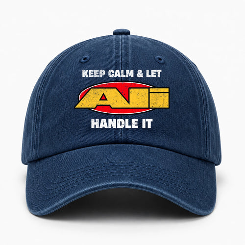 Keep Calm & Let Your Name Handle It Yellow And Red Logo Washed Cap ALI 13K1 C172PF
