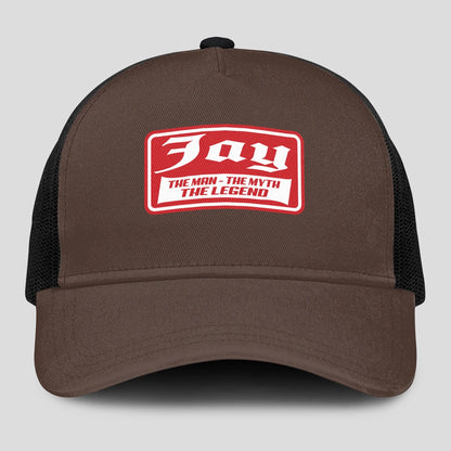 The Man The Myth The Legend Red Logo Brown Mesh Cap JAY 13K1 C203PF