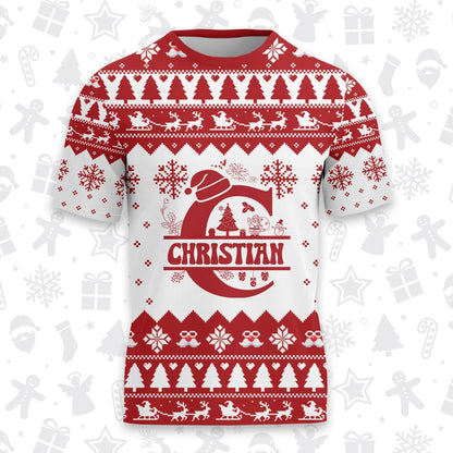 CHRISTIAN Personalized Christmas T-Shirt Pajama Set - Holiday Gift Outfit 13K1-CR2
