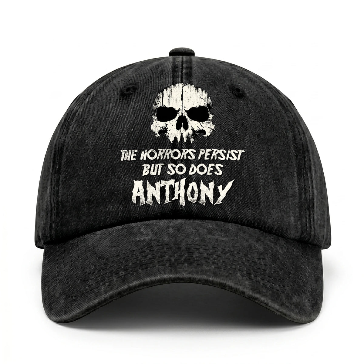 The Horrors Persist But So Does Your Name Cool Skull Washed Cap ANTHONY 13K1 C134PF