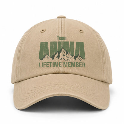 Team Your Name Lifetime Member Mountain Cap ANNA 13K1 C58PF