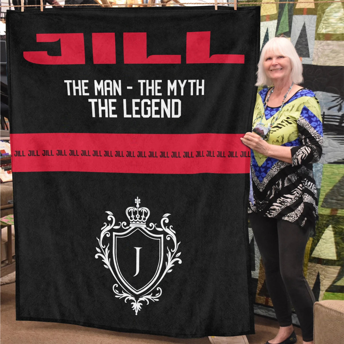 The Man The Myth The Legend Black Red Fleece Blanket JILL 13K1 BK14
