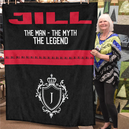 The Man The Myth The Legend Black Red Fleece Blanket JILL 13K1 BK14