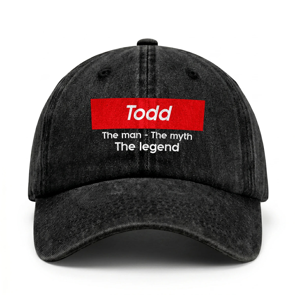 Your Name The Man The Myth The Legend Red Logo Washed Cap TODD 13K1 C130PF
