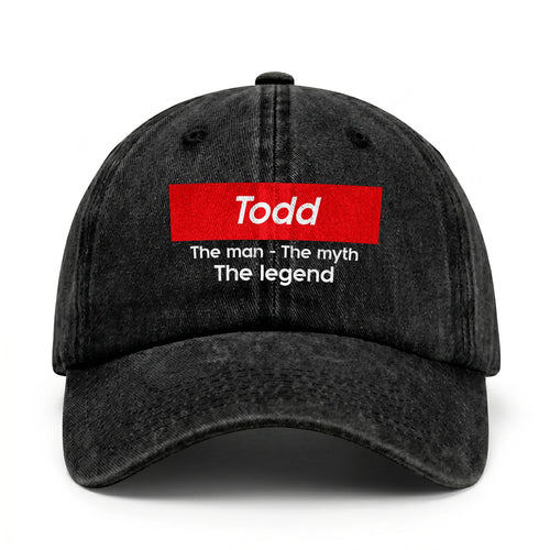 Your Name The Man The Myth The Legend Red Logo Washed Cap TODD 13K1 C130PF