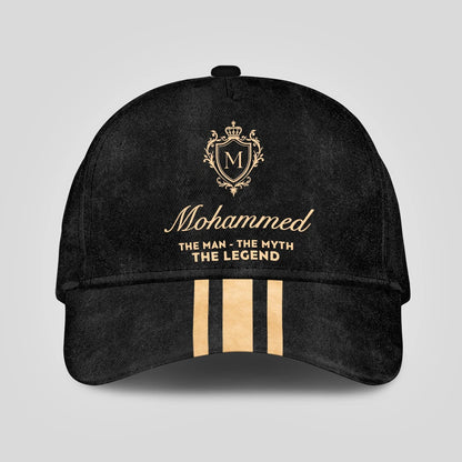 The Man The Myth The Legend Golden Stripes Black Cap MOHAMMED 13K1 C136PF