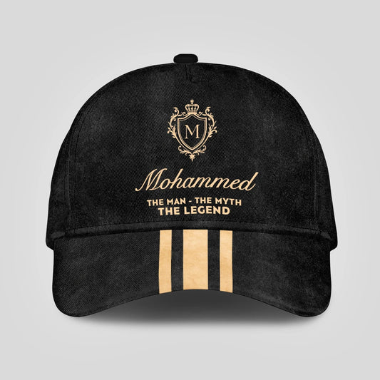 The Man The Myth The Legend Golden Stripes Black Cap MOHAMMED 13K1 C136PF