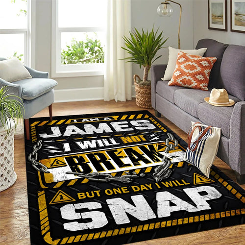 JAMES Motivational Rug – Black & Yellow Quote Carpet for Living Room 13K1-AR1
