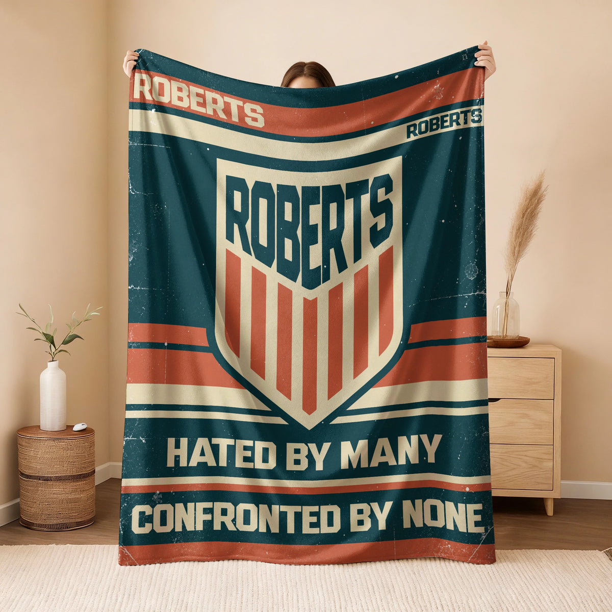 Hated By Many Confronted By None Retro Fleece Blanket ROBERTS 13K1 BK58