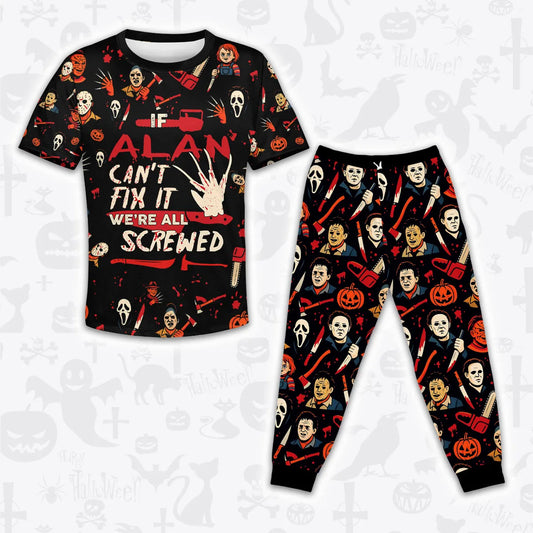 ALAN Horror Halloween Pajama Set Scary T-Shirt & Pants Sleepwear Costume 13K1-HL1