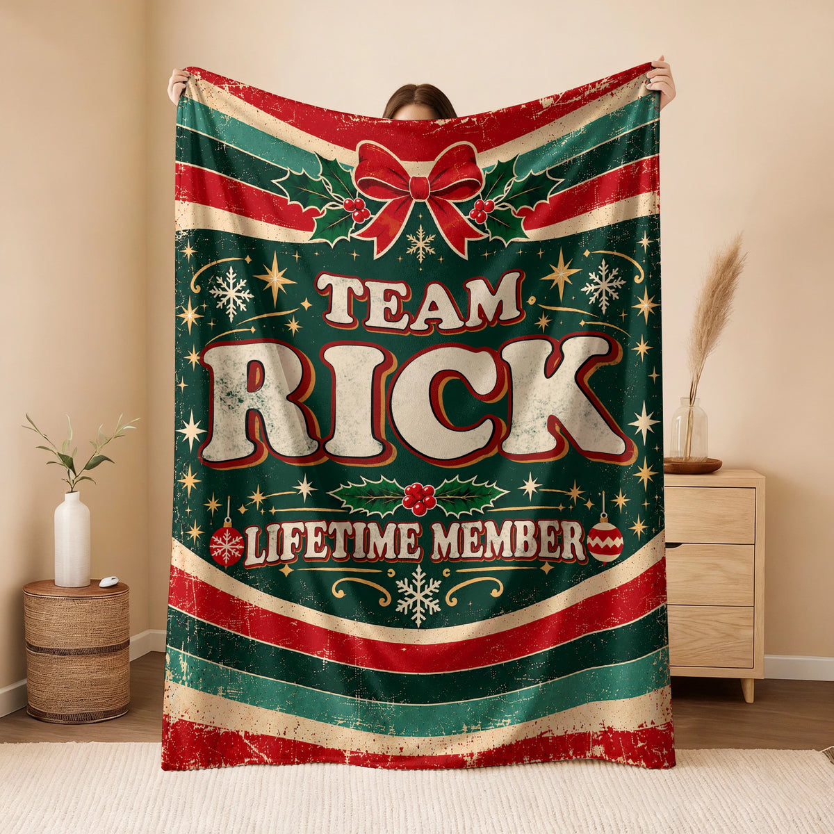 Team Your Name Lifetime Member Christmas Fleece Blanket RICK 13K1 BK52