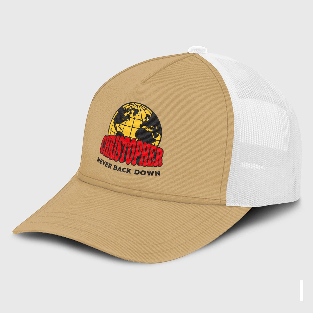 Never Back Down World Logo Khaki Mesh Cap CHRISTOPHER 13K1 C212PF